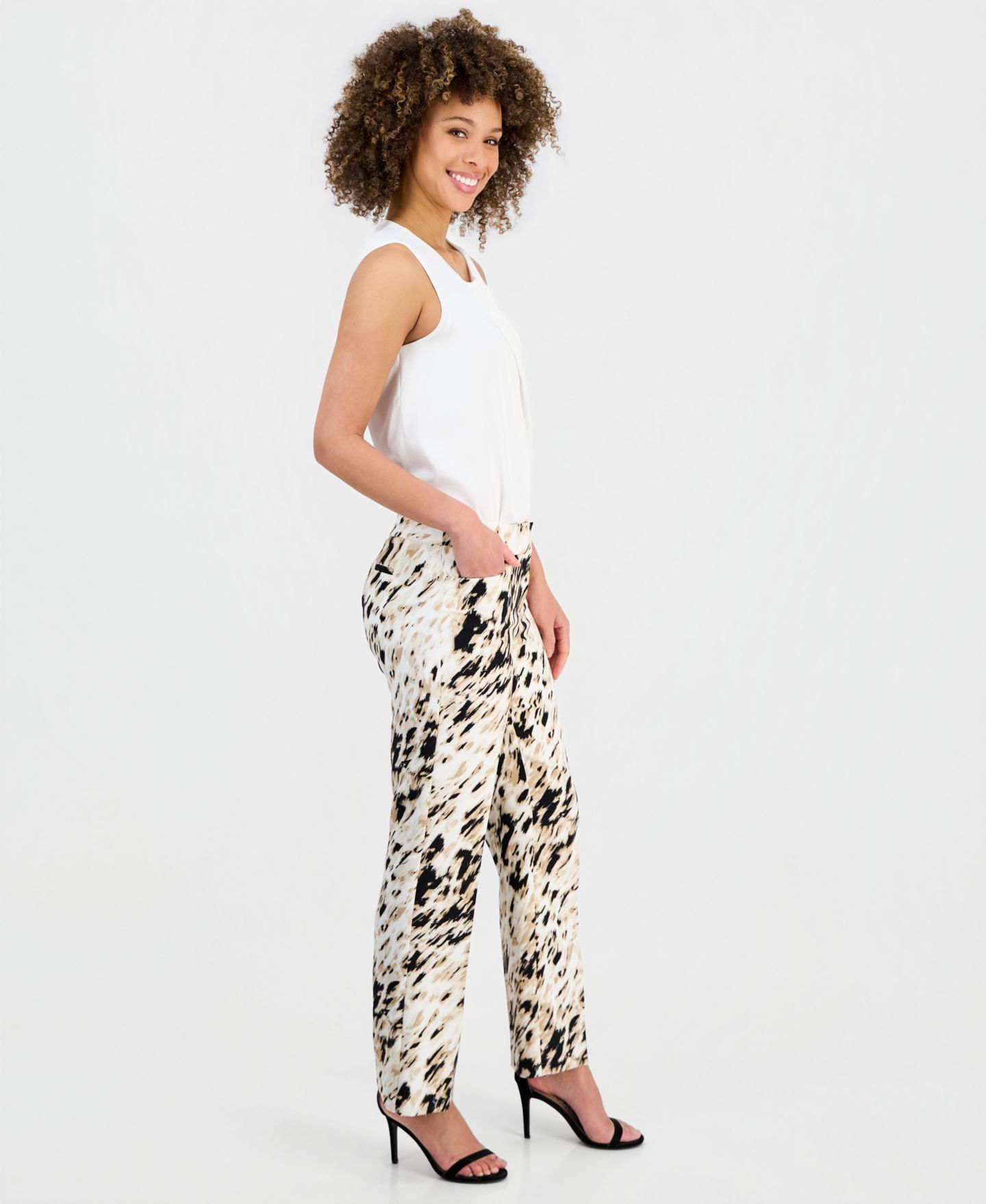 Женские брюки Kasper Animal-Print Straight-Leg, цвет: Разноцветный — фото 3