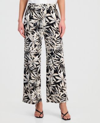Women's Printed Wide-Leg Pull-On Pants