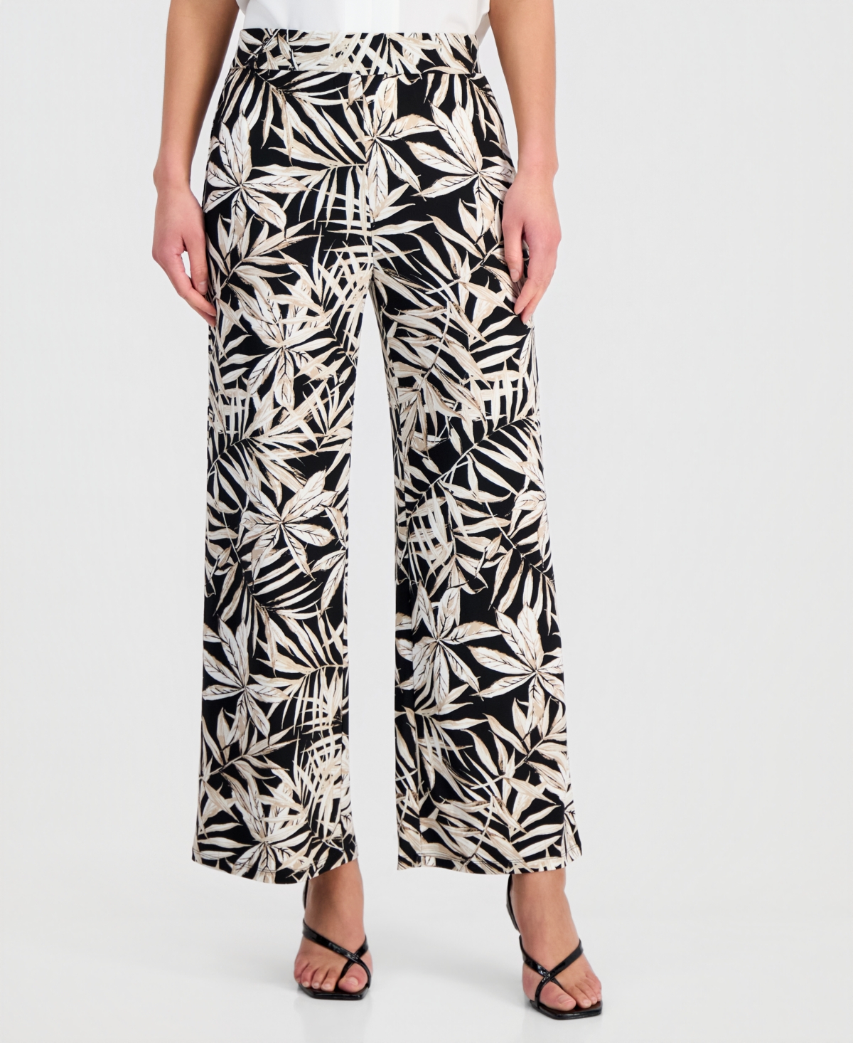 Kasper Women's Printed Wide-Leg Pull-On Pants