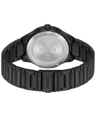 Men's Lit Quartz Ionic Plated Black Steel Watch, 42mm