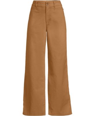 Women's Petite Stretch Canvas High Rise Wide Leg Pants