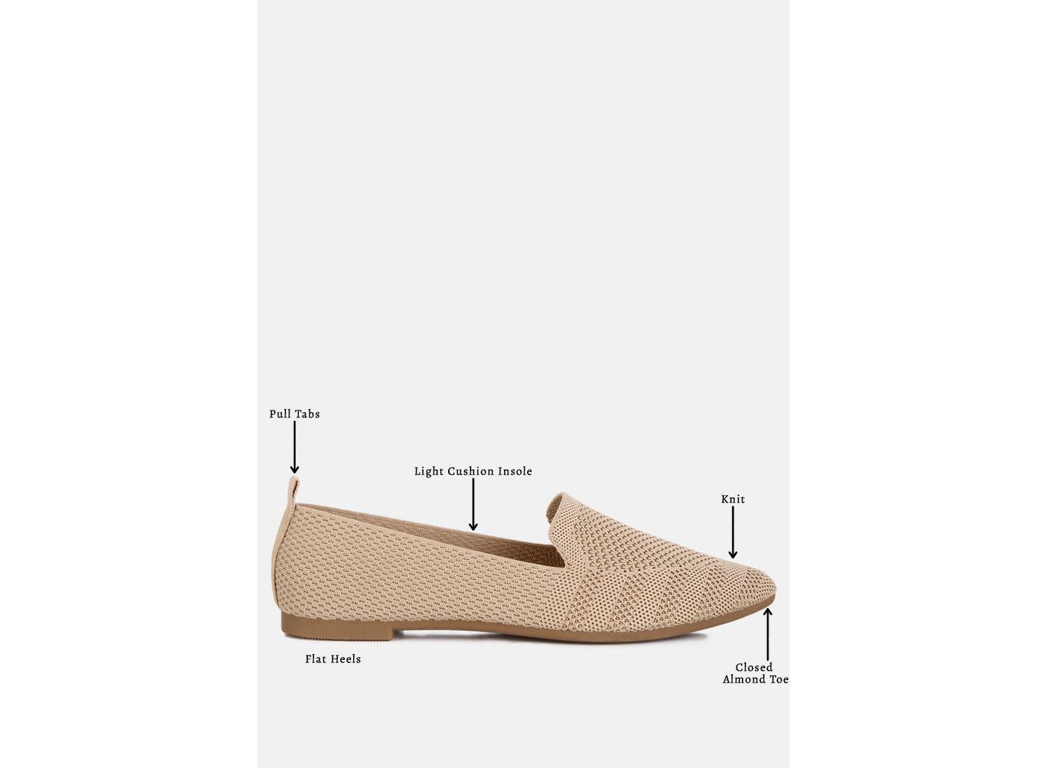Womens Akili Knit Textile Solid Flats