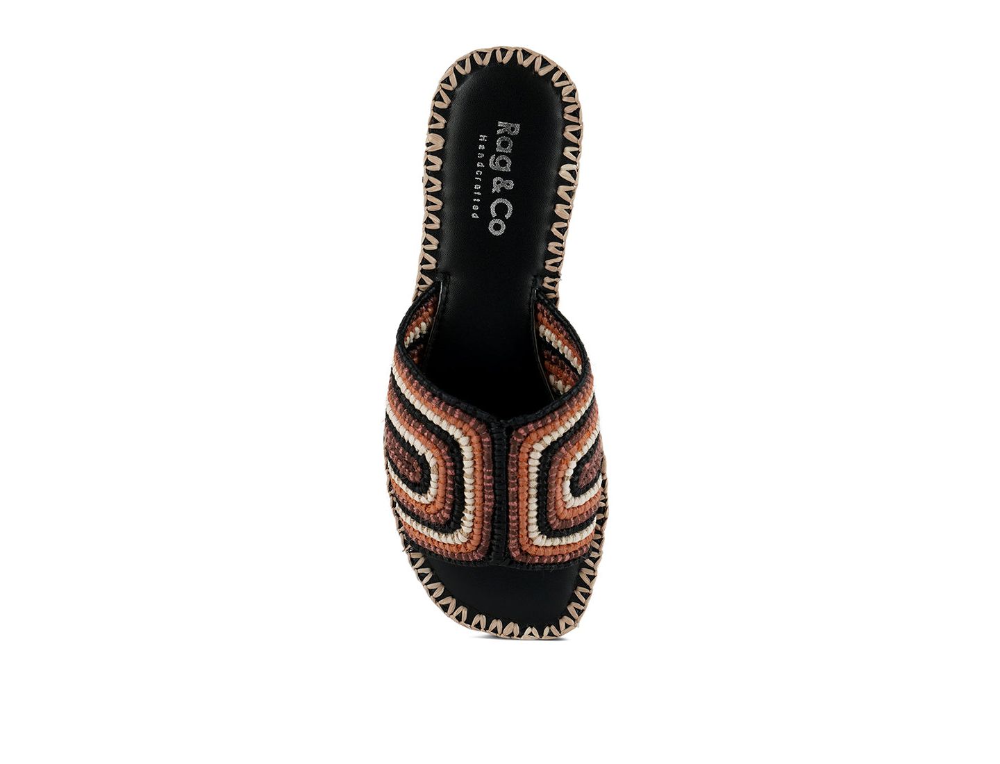 Женские балетки Rag & Co Kente Patterned Raffia Slip-On, цвет: Чёрный — фото 5