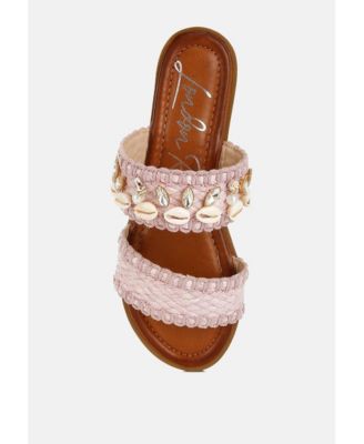 Womens Shellfish Raffia Slip On s Sandals