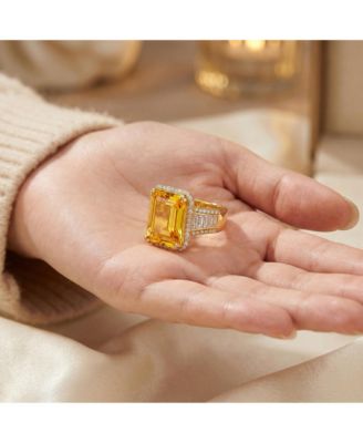 Radiant 14K Gold Plated Yellow Cubic Zirconia Statement Ring