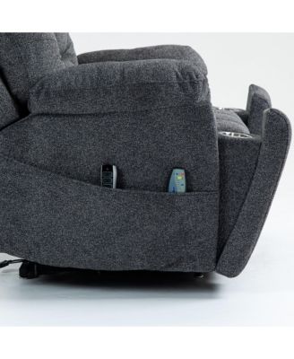 Velvet Electric Lift Recliner with Heating and Massage, Power Lift Sofa Chair with 2 Pocket Cup Holders, 2 Remote Controls, 4 OKIN Motors
