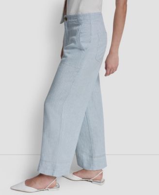 Women's Cropped Wide-Leg Linen-Blend Pants