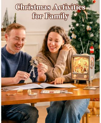 3D Wooden Puzzles for Adults DIY Book Nook Kit 16" Ferris Wheel Music Box Model Building Set with LED Crafts for Adults Gifts Girl boy