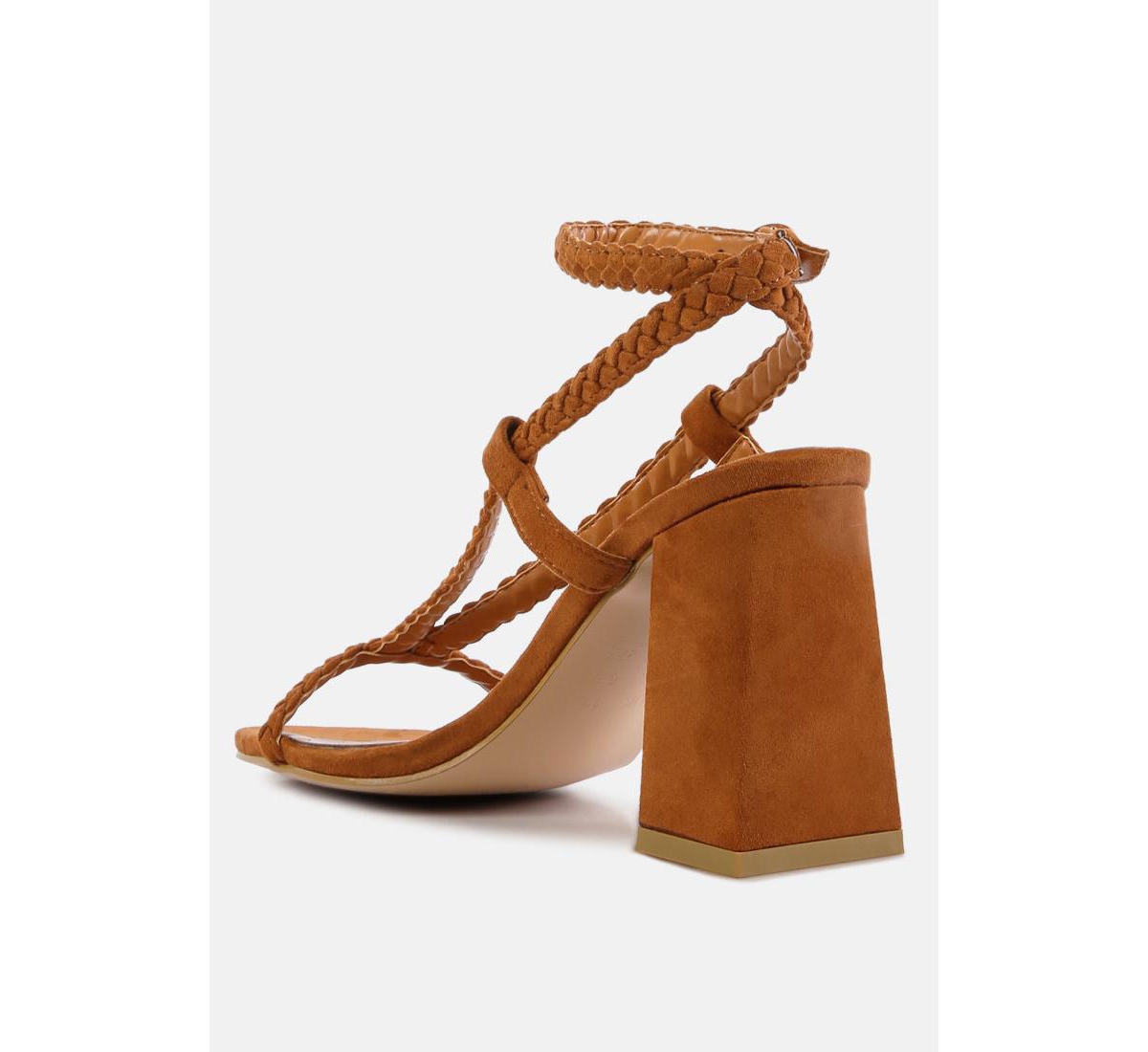 Womens Smoosh Braided Block Heel Sandals