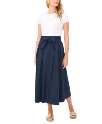 Women's Box Pleated With Waist Tie Skirt