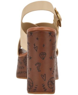 Women's Yarisel Logo-Embossed High Platform Wedge Sandals