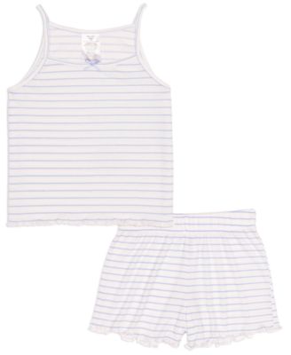 Girls' 6-16 Heart Pointelle Lettuce Edge Tank Top & Shorts, 2-Piece Set