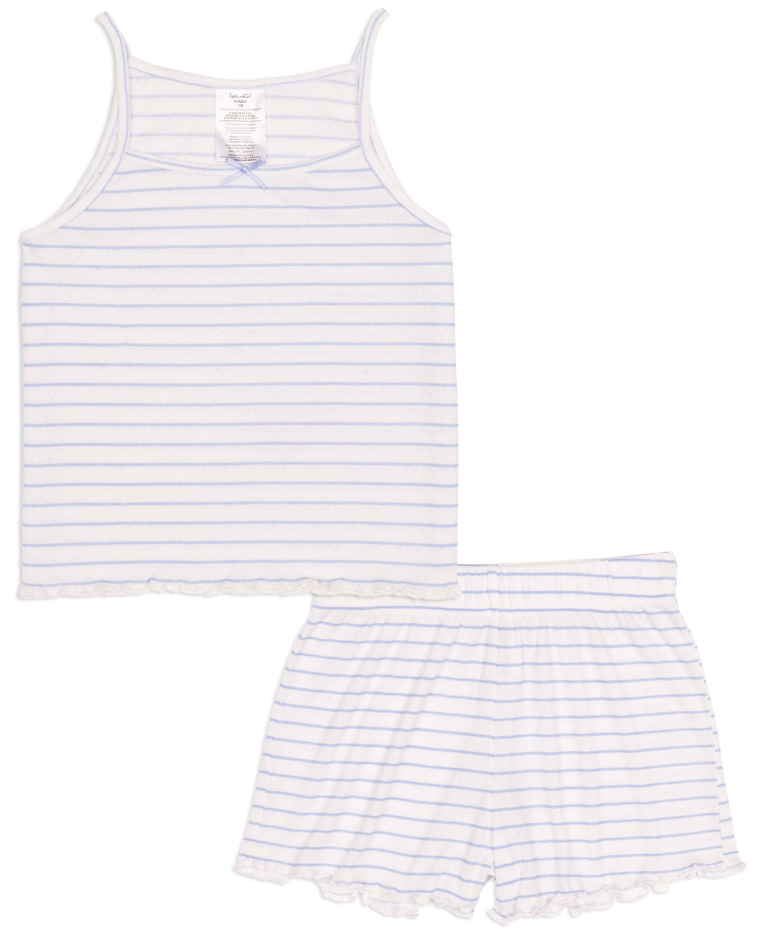 Girls' 6-16 Heart Pointelle Lettuce Edge Tank Top & Shorts, 2-Piece Set