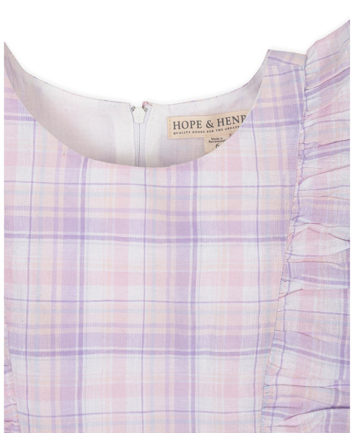 Hope & Henry Little and Big Girls' Linen Flutter Sleeve Pinafore Dress