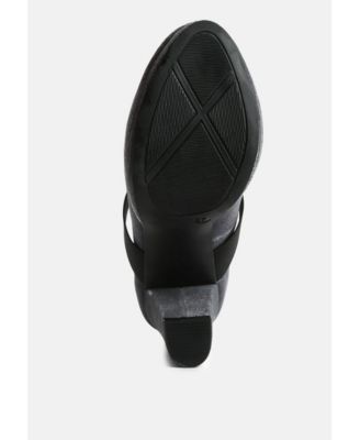 Womens Krause High Block Heel Velvet Pumps