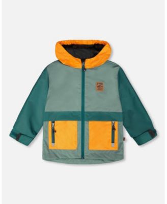 Big Boys Mid-Season Jacket Dark Green and Orange