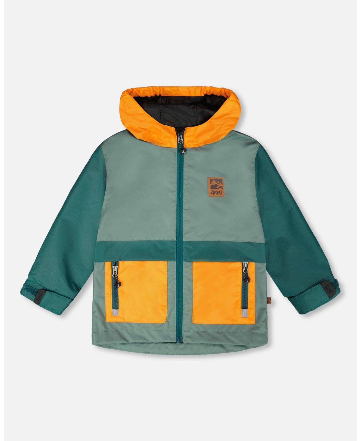 Deux par Big Boys Mid-Season Jacket Dark Green and Orange