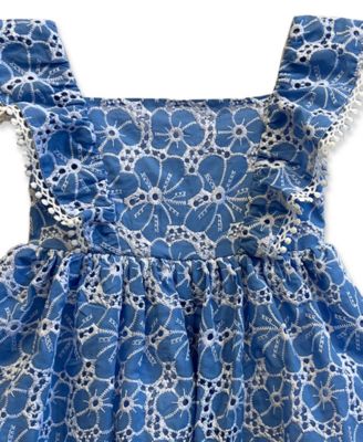 Girls' 2T-6X Eyelet Round Neck Sundress with Hat