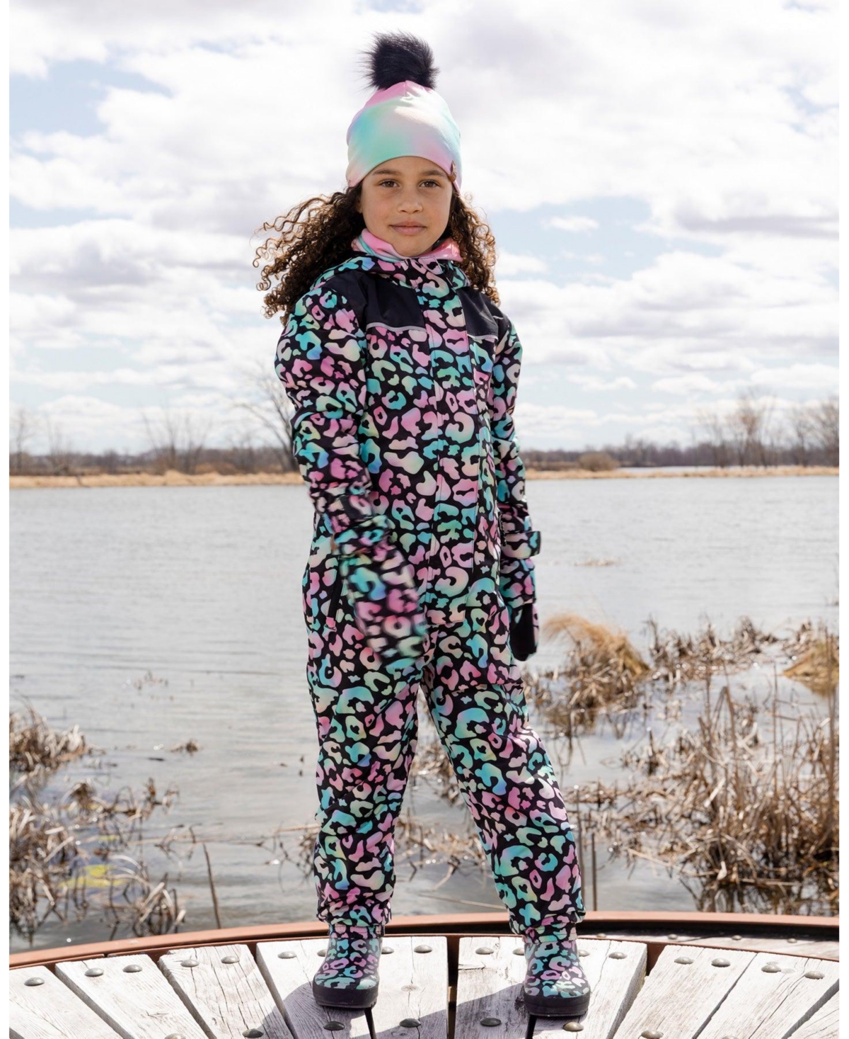 Deux par Girl Kids Mid-Season One-Piece Outerwear Black Animal Print - Toddler