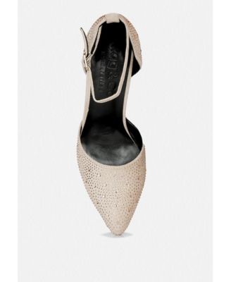 CULVER Womens Rhinestone Embellished Block Heel Sandals pumps