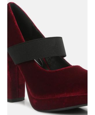 Womens Krause High Block Heel Velvet Pumps