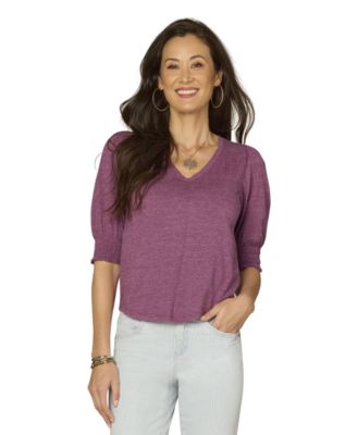 Petite Elbow-Sleeve Knit Top