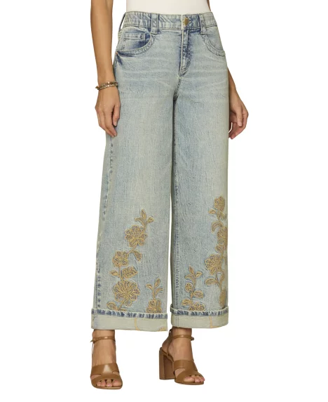 Petite High-Rise Wide-Leg Jeans - Light Blue Artisinal