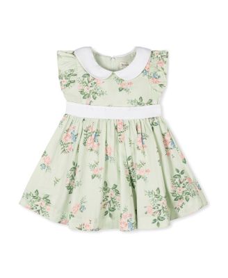 Baby Organic Flutter Sleeve Sateen Dress with Peter Pan Collar