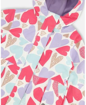 Big Girls Two-Piece Mid-Season Outerwear Set White Heart Print