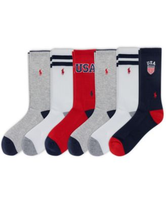 Men's USA Logo Crew Socks, 6-Pack