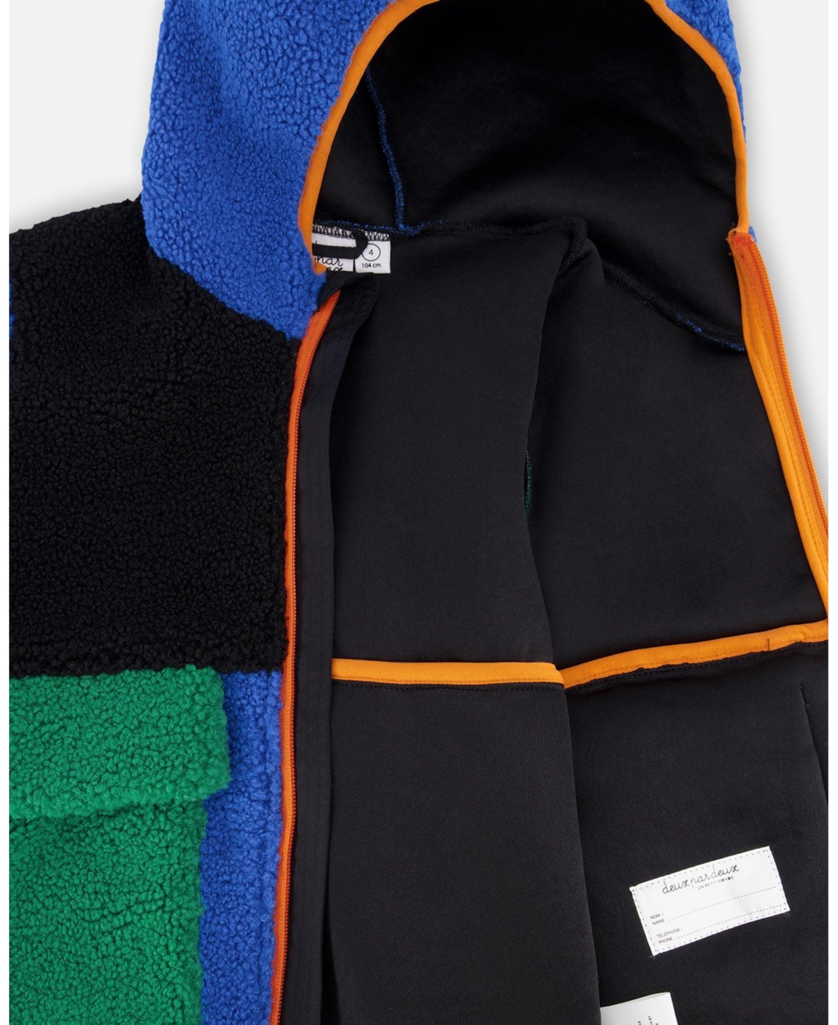 Deux par Toddler Boy Sherpa Jacket Blue Colorblock