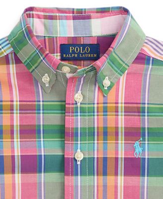 Boys' 2-7 Plaid Button-Down Poplin Shirt