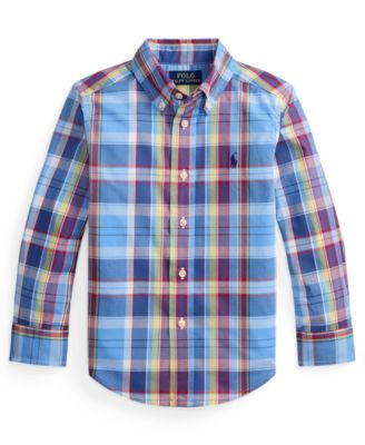 Boys' 2-7 Plaid Button-Down Poplin Shirt
