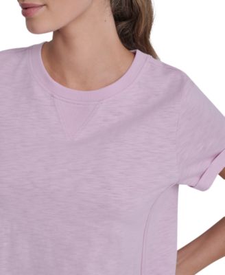 Women's Crew Neck Roll-Sleeve Top