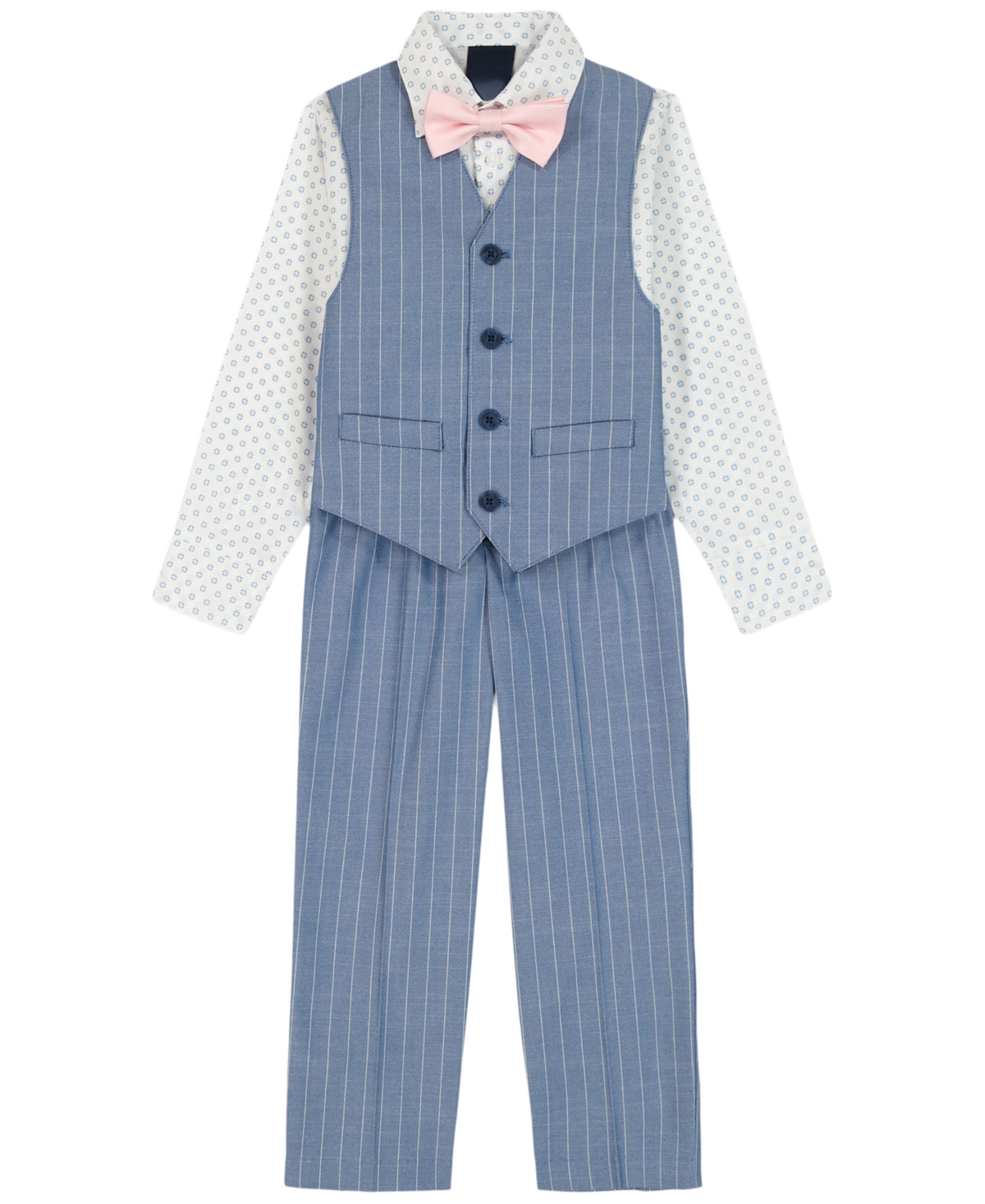 Nautica Boys' 2-7 Long-Sleeve Shirt, Vest, Pants & Bowtie, 4-Piece Set