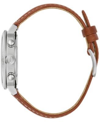 Men's VWI Chrono Brown Leather Strap Watch 37.5mm