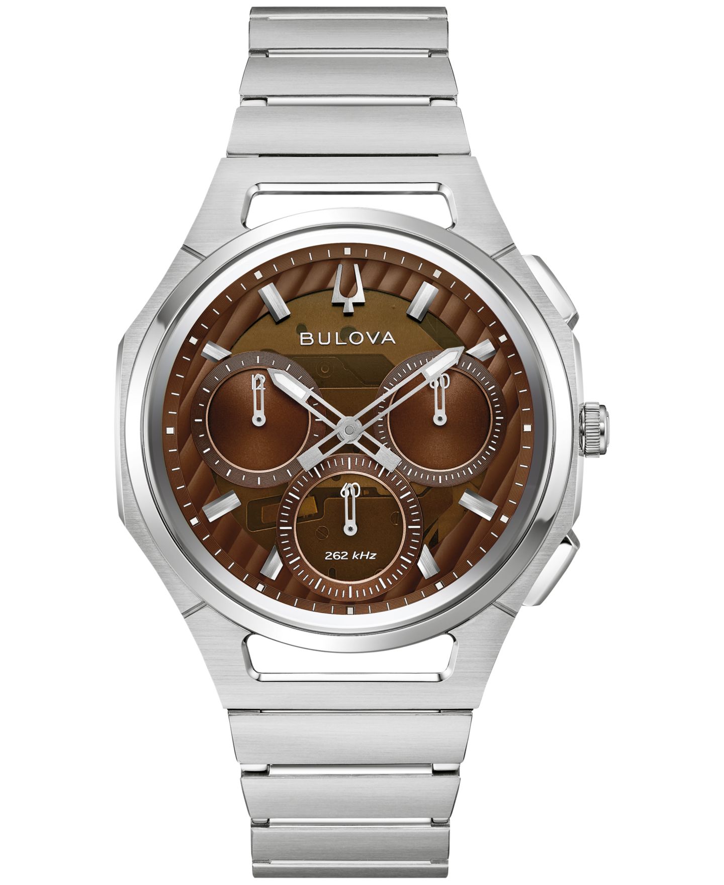 Мужские часы Bulova Curv Progressive Sport Silver-Tone Stainless Steel Bracelet Watch 44mm — фото 1