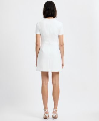 Women's Short-Sleeve Square Neck Mini Dress