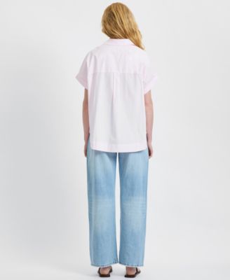 Women's Poplin Collared Top