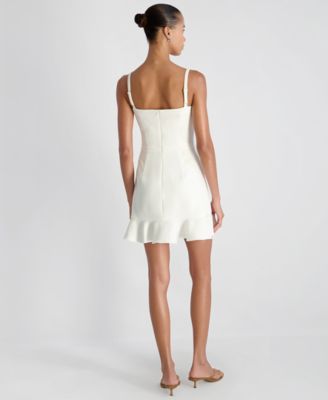 Women's Whisper Square Neck Frill Hem Mini Dress