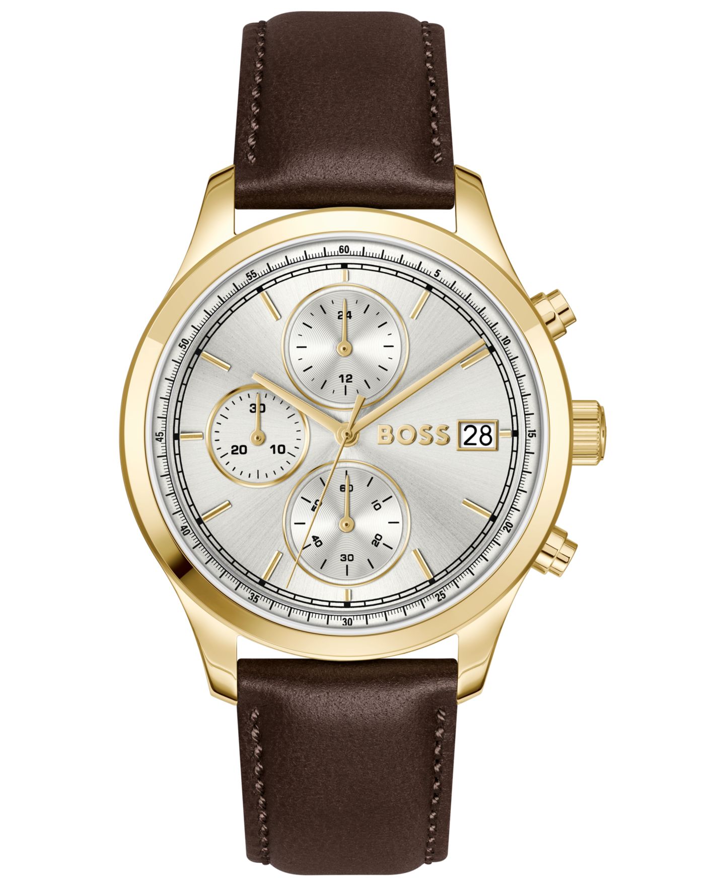 Мужские часы Hugo Boss Stratus Quartz Chrono Brown Calfskin Watch, 41mm — фото 1