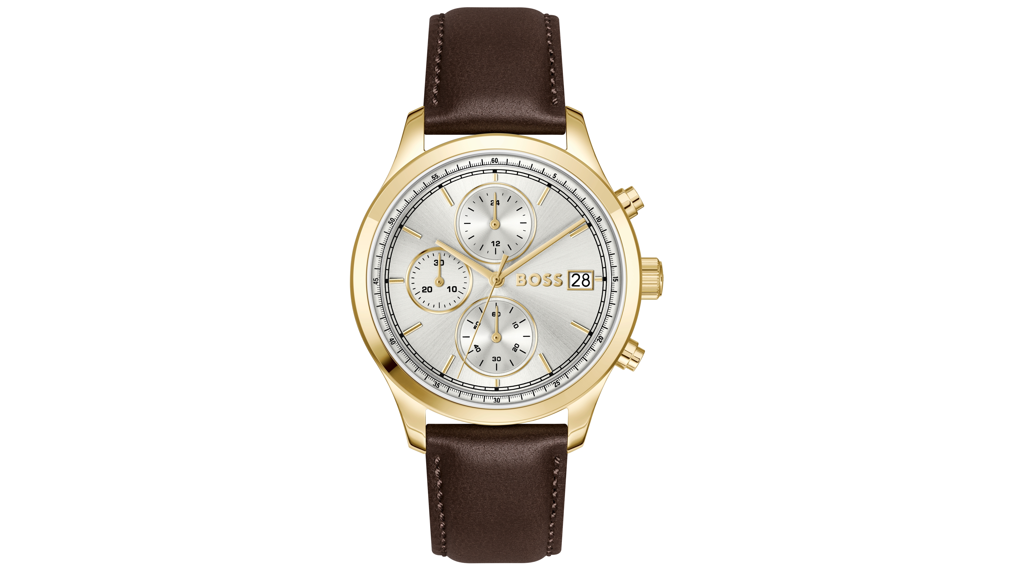 Hugo Boss Men's Stratus Quartz Chrono Brown Calfskin Watch, 41mm
