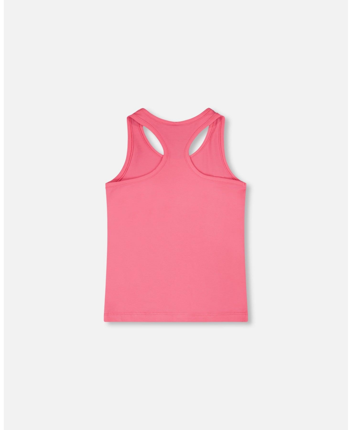 Deux par Big Girls ganic Cotton Jersey Tank Top Pink with Screen Print