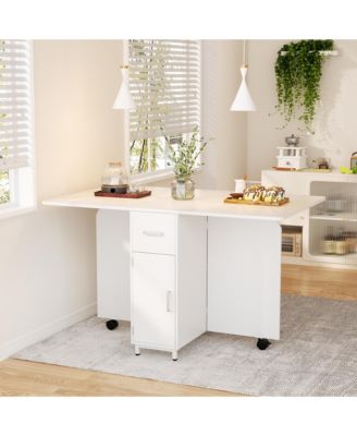 Folding Dining Table with Drawers and Cabinets