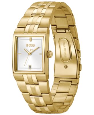 Men's Strivo Quartz Ionic Plated Thin Gold Steel Watch, 25.6mm