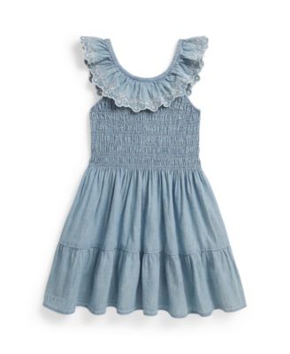 Girls' 2-6X Blueberry-Overlay Round Neck Dress