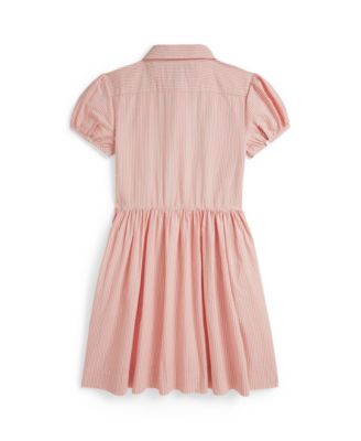 Girls' 7-16 Striped Club Collar Seersucker Dress