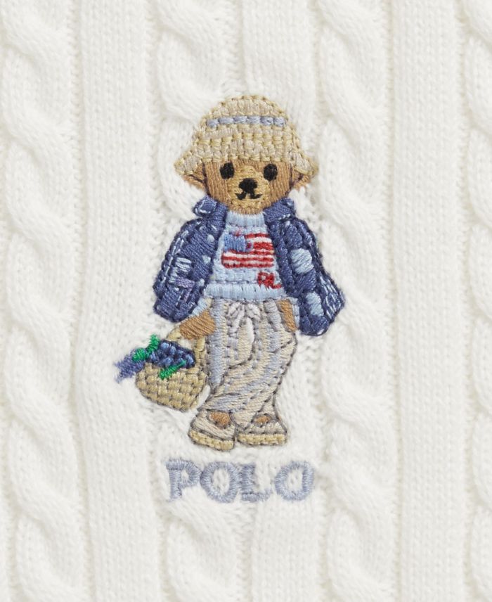 Polo Ralph Lauren Girls 7 16 Polo Bear Cable V Neck Cardigan