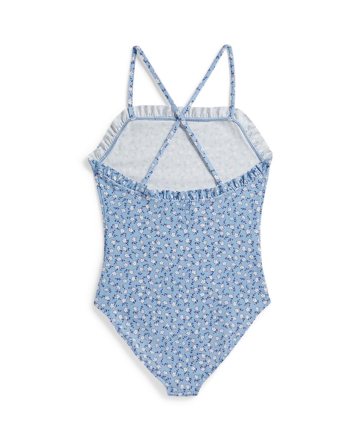 Polo Ralph Lauren Girls' 7-16 Floral Ruffled Round Neck One-Piece Swimsuit