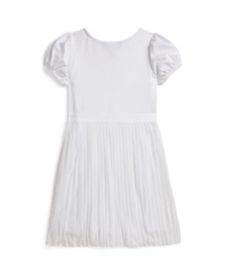 Girls' 7-16 Round Neck Pleated Stretch Ponte Dress